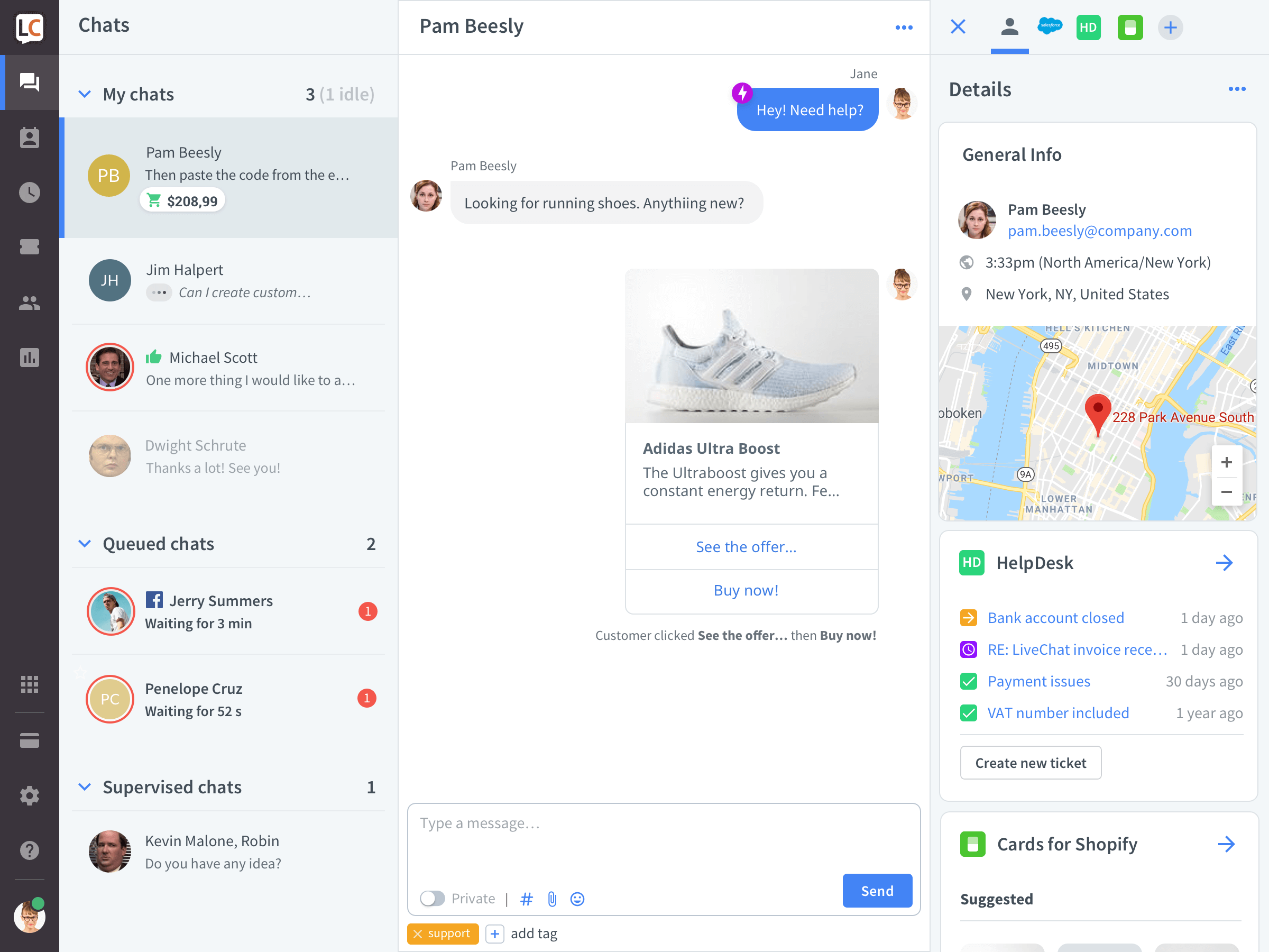 livechat dashboard main