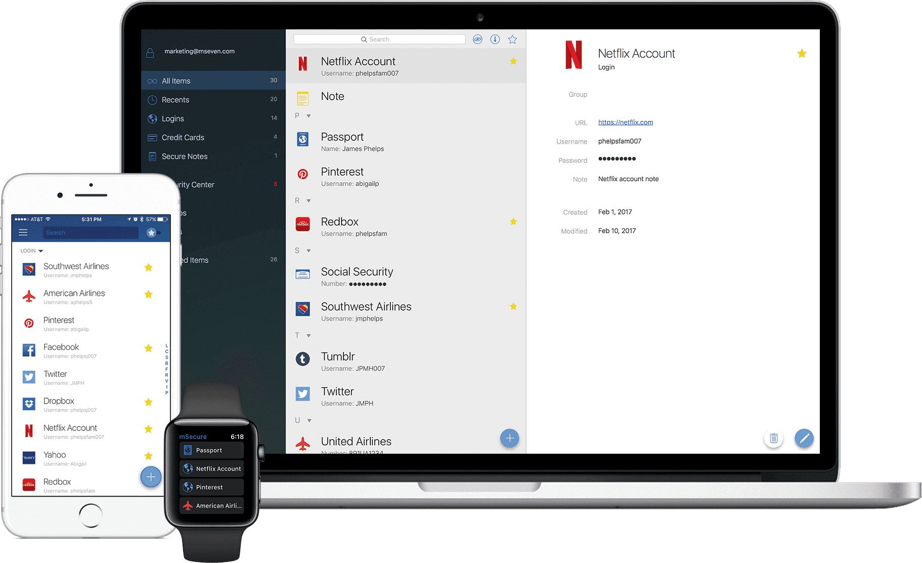 msecure main dashboard