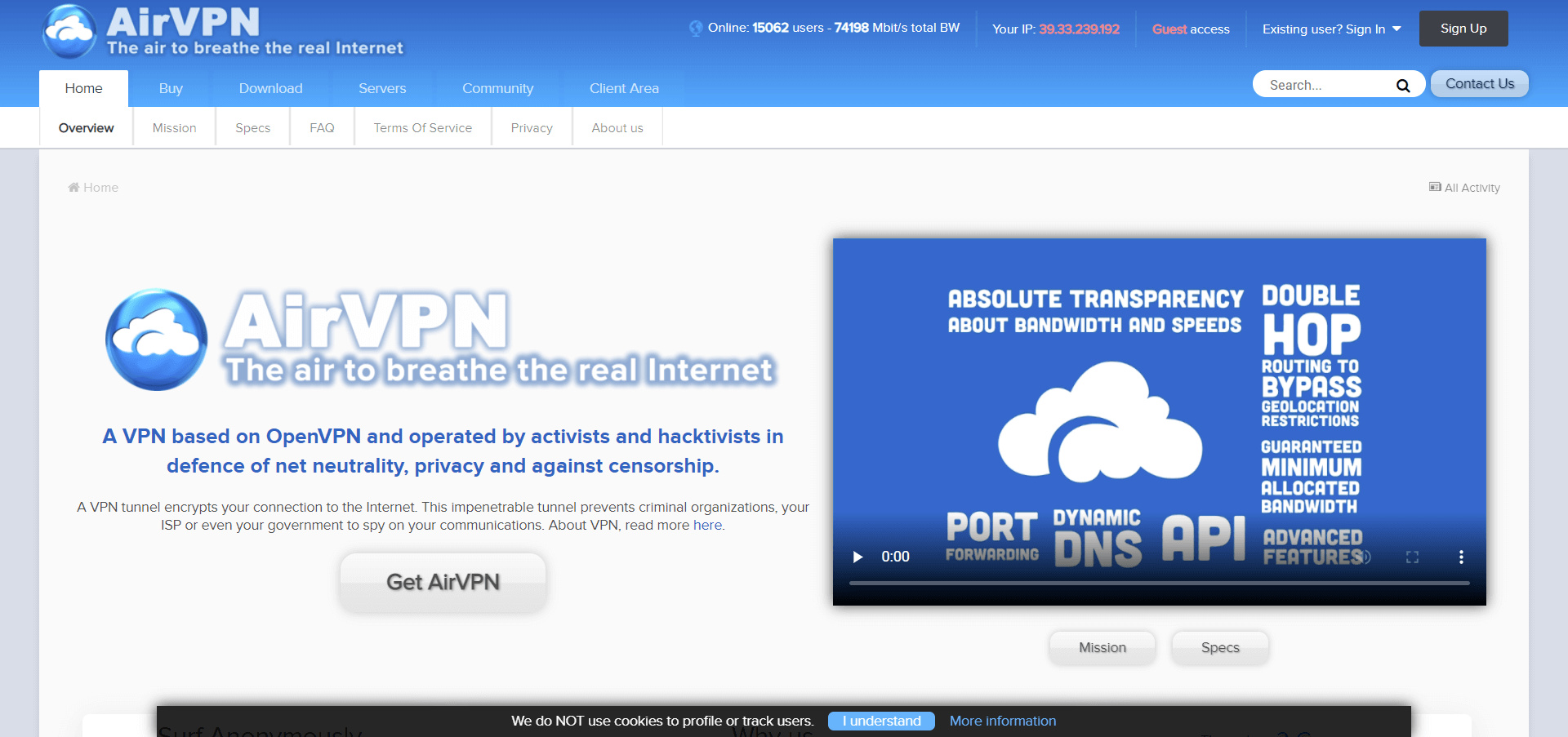 airvpn main website