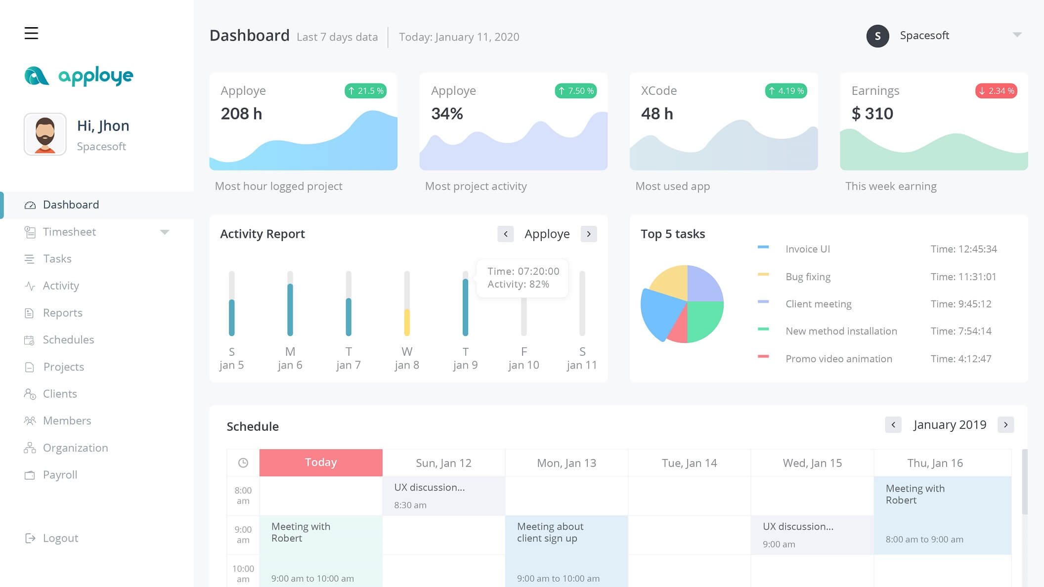 apploye main dashboard