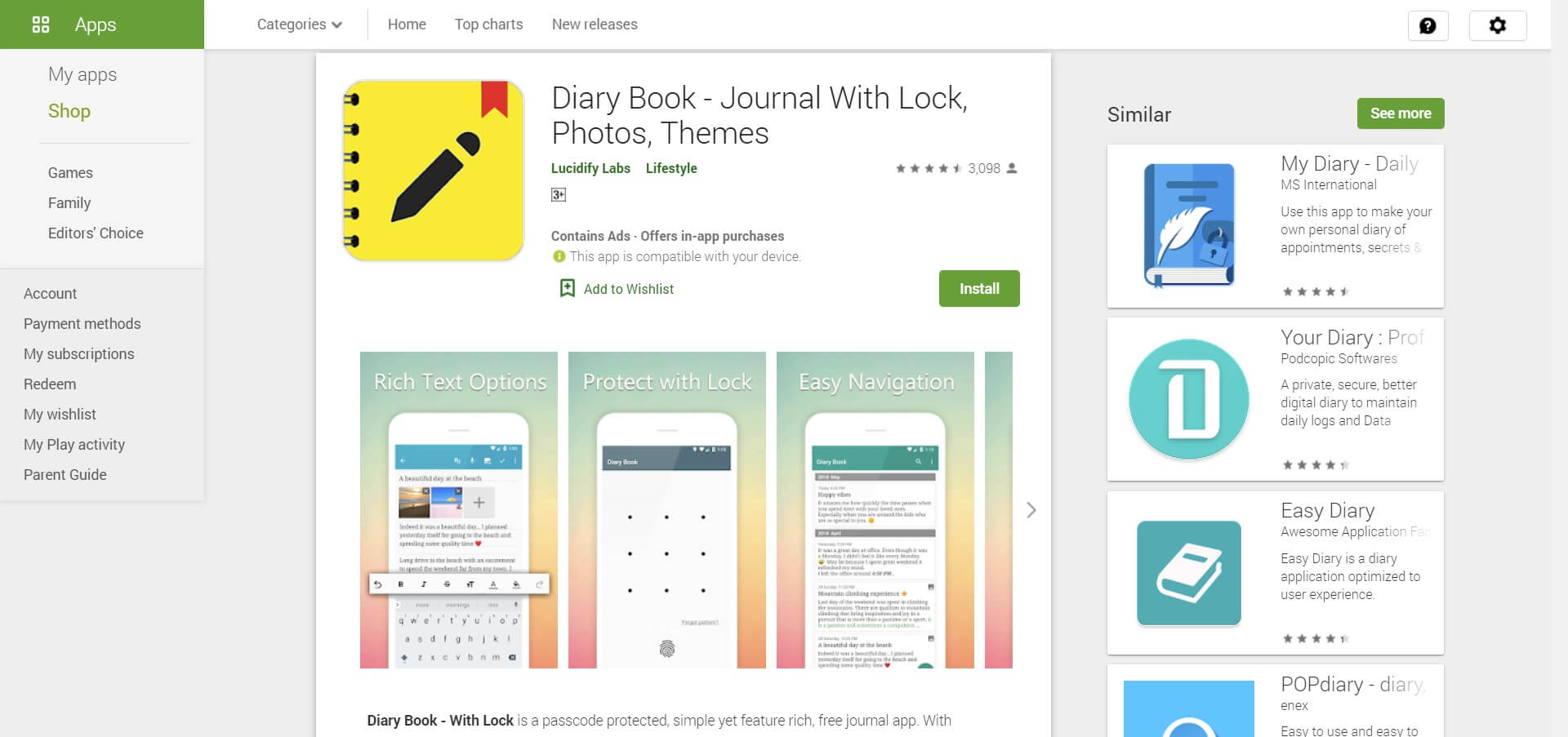 diary writing apps for android