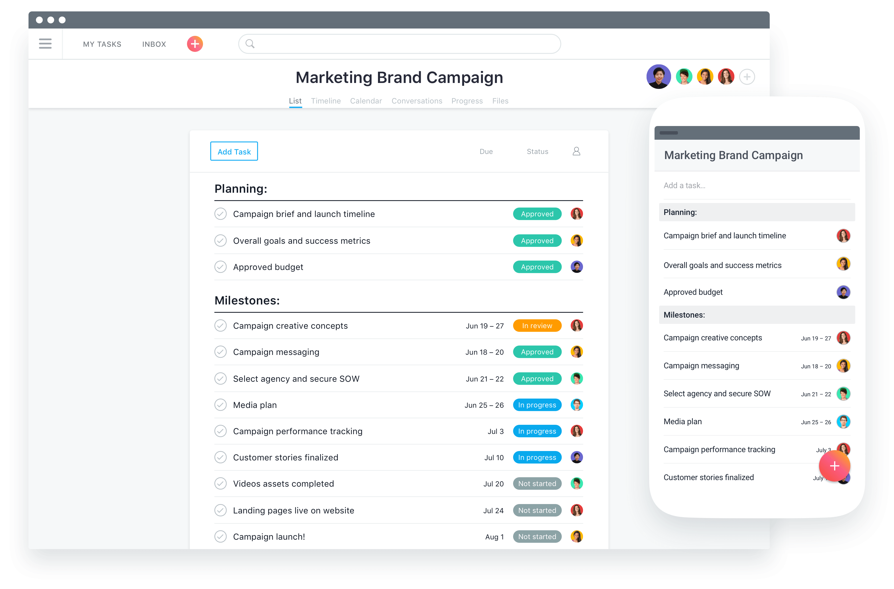 Asana dashboard