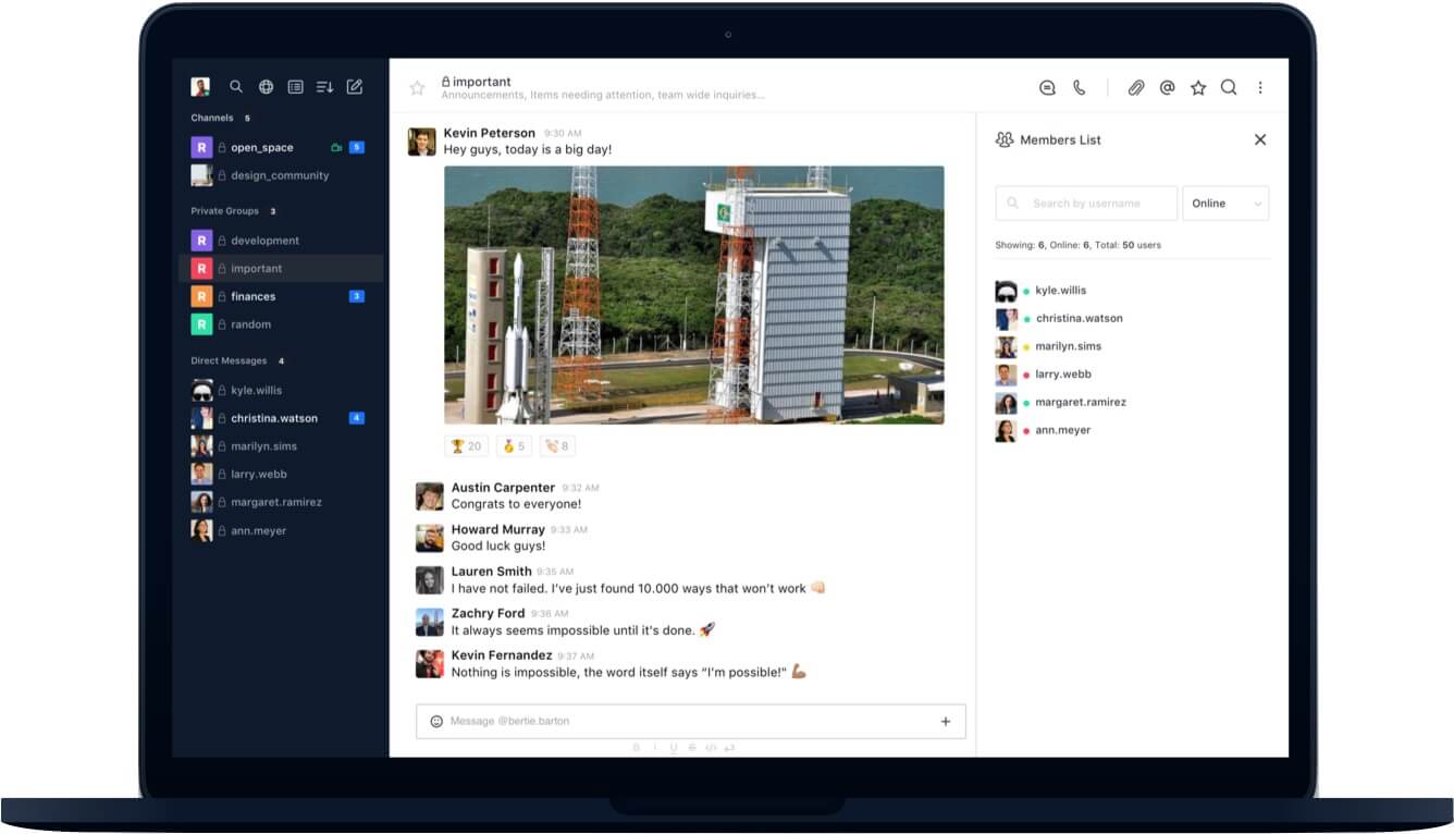 rocket chat dashboard