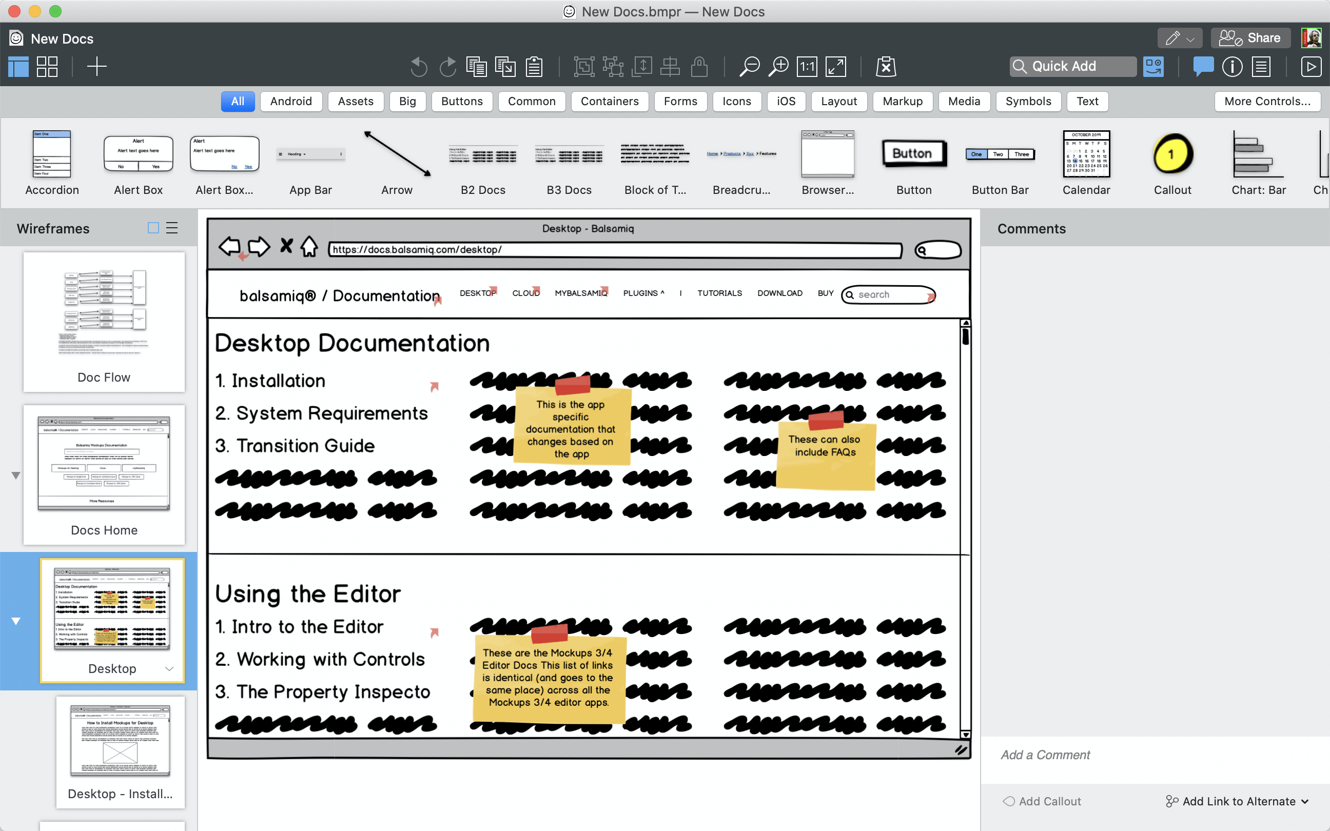 balsamiq dashboard