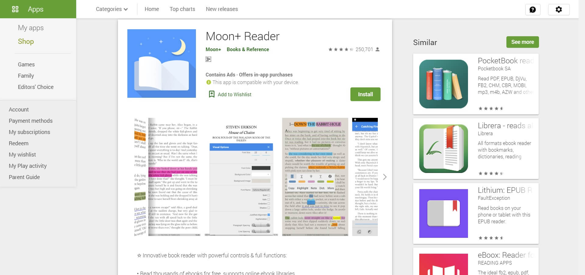 moon reader app main