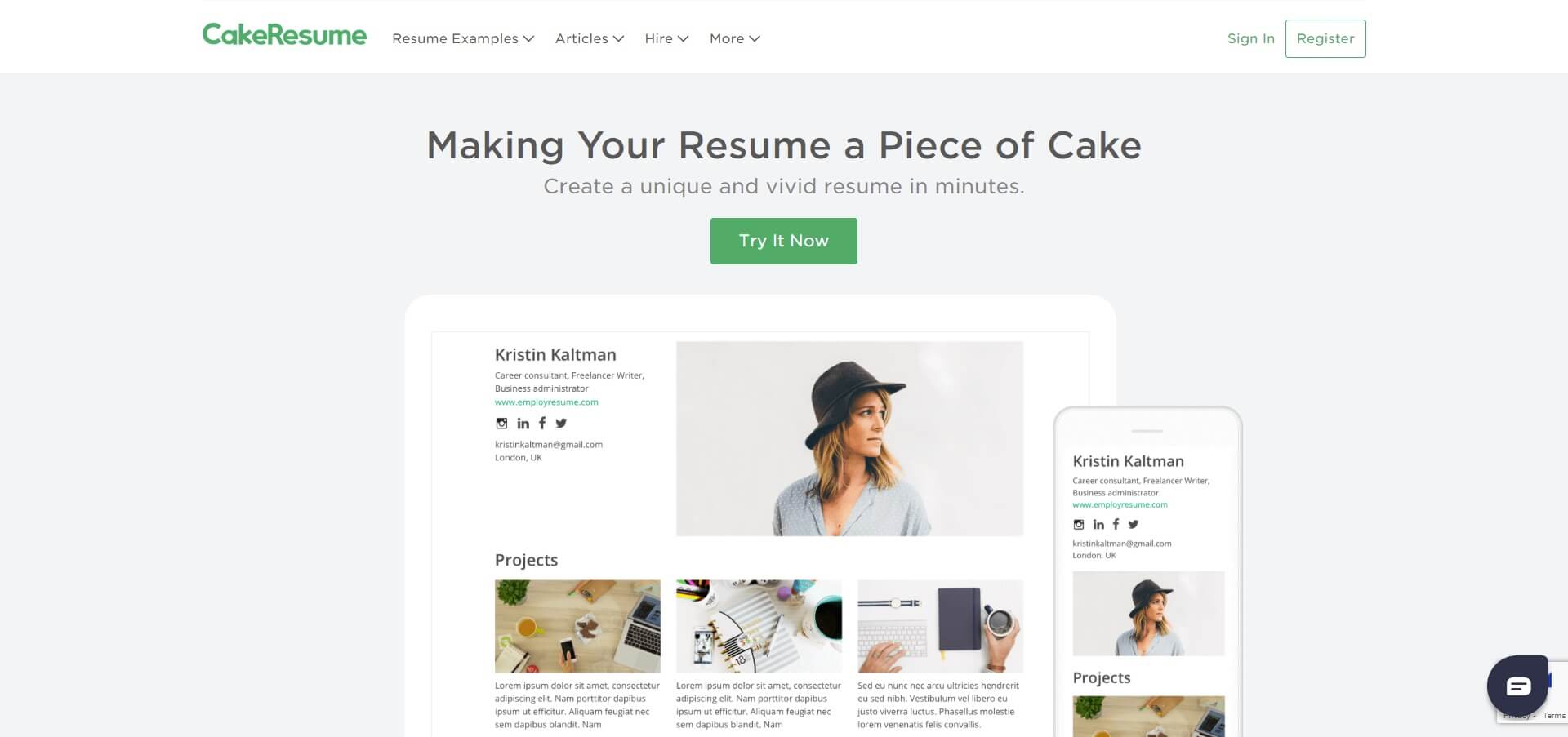 cake resume cv builder tool
