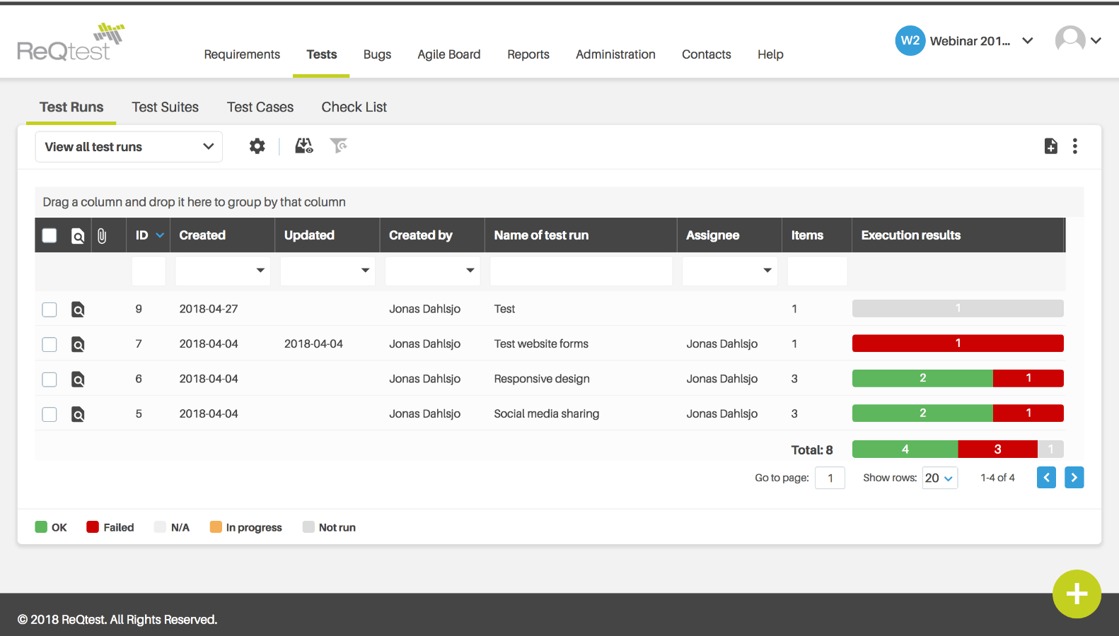 reqtest bug tracker main