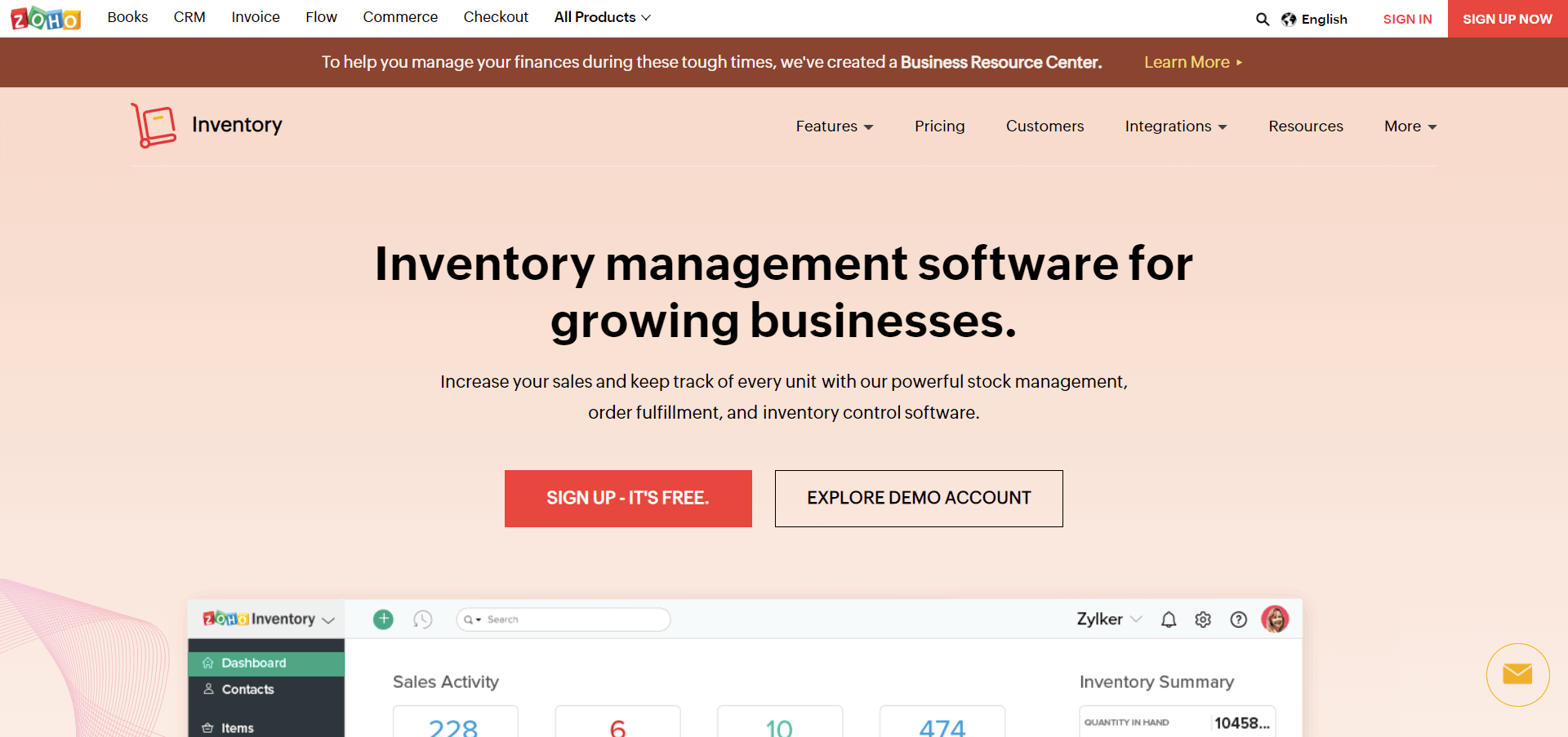 zoho inventory management software